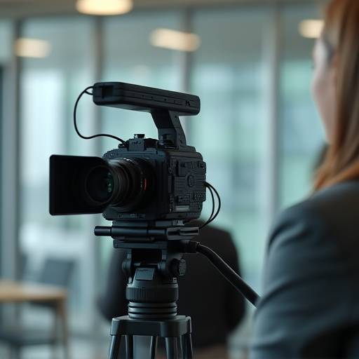 Imagen de un video corporativo con gr谩ficos y entrevistas