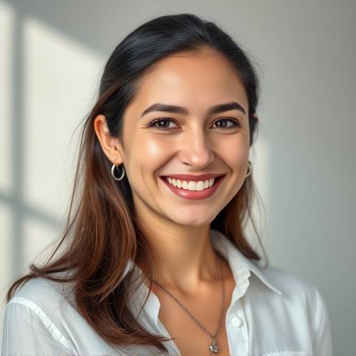 Retrato de Elena Rodriguez, Directora Creativa, sonriendo amigablemente