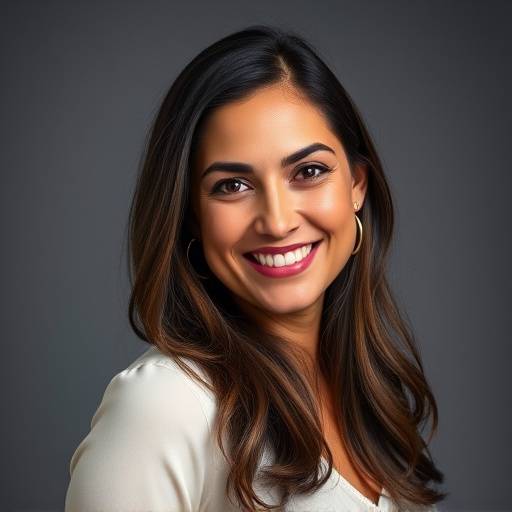 Retrato de Isabel Garcia, Productora Ejecutiva, con una sonrisa confiada