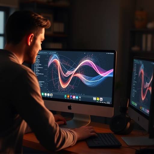 Un dise帽ador creando animaciones de motion graphics en un ordenador